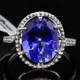 MAGNIFICENT ! 7.83 CARAT LAB TANZANITE & DIAMOND 10KT SOLID GOLD RING - Wholesalekings.com