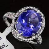 MAGNIFICENT ! 7.83 CARAT LAB TANZANITE & DIAMOND 10KT SOLID GOLD RING - Wholesalekings.com