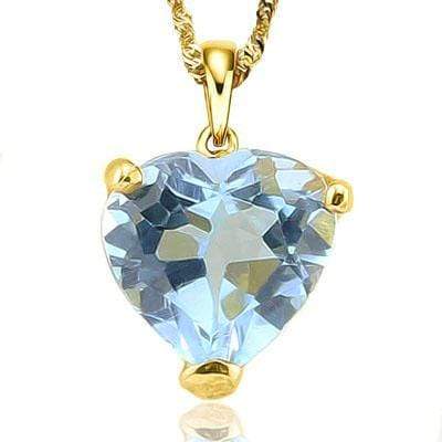 MARVELOUS 0.5 CARAT TW (1 PCS) BLUE TOPAZ 10K SOLID YELLOW GOLD PENDANT - Wholesalekings.com