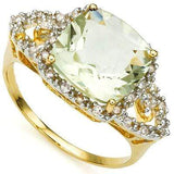 MARVELOUS 4.12 CARAT TW (62 PCS) GREEN AMETHYST & GENUINE DIAMOND 10K SOLID YELL - Wholesalekings.com
