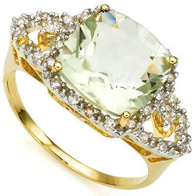 MARVELOUS 4.12 CARAT TW (62 PCS) GREEN AMETHYST & GENUINE DIAMOND 10K SOLID YELL - Wholesalekings.com