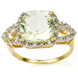 MARVELOUS 4.12 CARAT TW (62 PCS) GREEN AMETHYST & GENUINE DIAMOND 10K SOLID YELL - Wholesalekings.com
