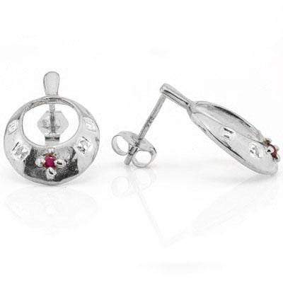 PERFECT 0.14 CARAT TW AFRICAN RUBY & GENUINE DIAMOND PLATINUM OVER 0.925 STERLIN - Wholesalekings.com