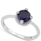 PERFECT 1.412 CARAT TW DYED GENUINE SAPPHIRE & GENUINE DIAMOND PLATINUM OVER 0.925 STERLING SILVER RING - Wholesalekings.com