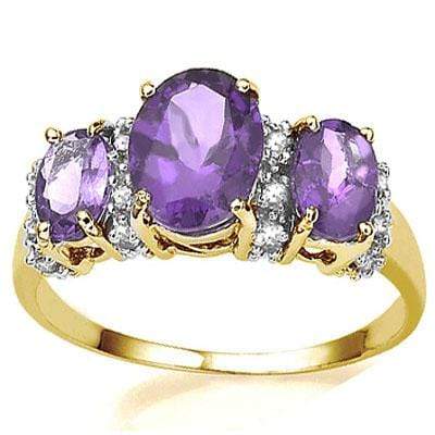 PERFECT 2.11 CARAT TW (19 PCS) AMETHYST & AMETHYST 10K SOLID YELLOW GOLD RING - Wholesalekings.com