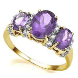 PERFECT 2.11 CARAT TW (19 PCS) AMETHYST & AMETHYST 10K SOLID YELLOW GOLD RING - Wholesalekings.com