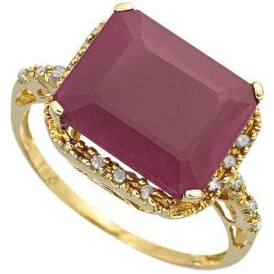 PRECIOUS 6.1 CARAT TW (19 PCS) GENUINE RUBY & GENUINE DIAMOND 18K SOLID YELLOW G - Wholesalekings.com