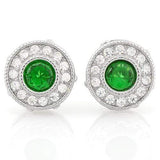 PRETTY 1 1/5 CARAT CREATED EMERALD & 1/4 CARAT (28 PCS) FLAWLESS CREATED DIAMOND - Wholesalekings.com