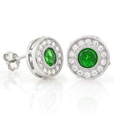 PRETTY 1 1/5 CARAT CREATED EMERALD & 1/4 CARAT (28 PCS) FLAWLESS CREATED DIAMOND - Wholesalekings.com