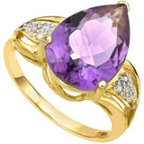 PRETTY 5.32 CARAT TW (9 PCS) AMETHYST & GENUINE DIAMOND 14K SOLID YELLOW GOLD RI - Wholesalekings.com