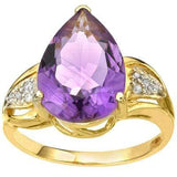 PRETTY 5.32 CARAT TW (9 PCS) AMETHYST & GENUINE DIAMOND 14K SOLID YELLOW GOLD RI - Wholesalekings.com