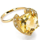 PRETTY 7.09 CARAT TW (9 PCS) CITRINE & GENUINE DIAMOND 10K SOLID YELLOW GOLD RIN - Wholesalekings.com