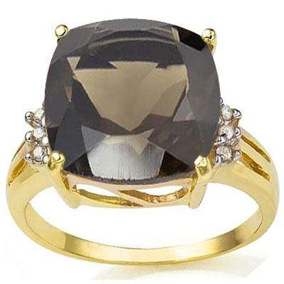 PRICELESS 6.86 CARAT TW (7 PCS) SMOKEY TOPAZ & GENUINE DIAMOND 10K SOLID YELLOW - Wholesalekings.com