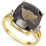PRICELESS 6.86 CARAT TW (7 PCS) SMOKEY TOPAZ & GENUINE DIAMOND 10K SOLID YELLOW - Wholesalekings.com