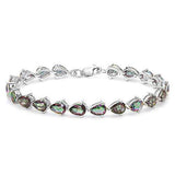 RARE !   8CARAT (24 PCS) PEAR SHAPE RAINBOW MYSTIC AMETHYST 925 STERLING SILVER BRACELET - Wholesalekings.com