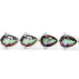 RARE !   8CARAT (24 PCS) PEAR SHAPE RAINBOW MYSTIC AMETHYST 925 STERLING SILVER BRACELET - Wholesalekings.com