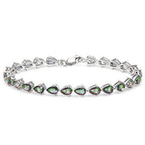 RARE !   8CARAT (24 PCS) PEAR SHAPE RAINBOW MYSTIC AMETHYST 925 STERLING SILVER BRACELET - Wholesalekings.com