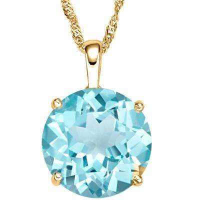 SMASHING 0.5 CARAT TW (1 PCS) BLUE TOPAZ 10K SOLID YELLOW GOLD PENDANT - Wholesalekings.com