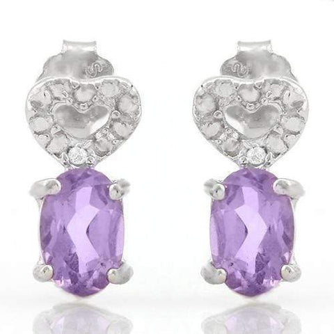 SPARKLING ! 4/5 CARAT AMETHYST & DIAMOND 925 STERLING SILVER EARRINGS wholesalekings wholesale silver jewelry