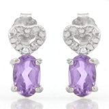 SPARKLING ! 4/5 CARAT AMETHYST & DIAMOND 925 STERLING SILVER EARRINGS wholesalekings wholesale silver jewelry