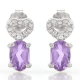 SPARKLING ! 4/5 CARAT AMETHYST & DIAMOND 925 STERLING SILVER EARRINGS wholesalekings wholesale silver jewelry
