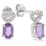 SPARKLING ! 4/5 CARAT AMETHYST & DIAMOND 925 STERLING SILVER EARRINGS wholesalekings wholesale silver jewelry