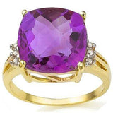 SPARKLING 5.86 CARAT TW (7 PCS) AMETHYST & GENUINE DIAMOND 10K SOLID YELLOW GOLD - Wholesalekings.com