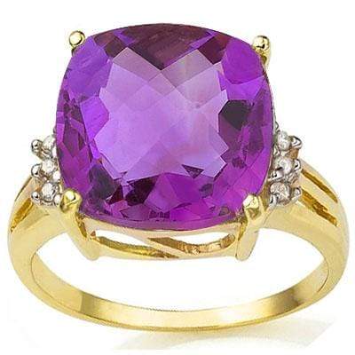 SPARKLING 5.86 CARAT TW (7 PCS) AMETHYST & GENUINE DIAMOND 10K SOLID YELLOW GOLD - Wholesalekings.com