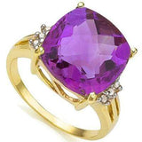 SPARKLING 5.86 CARAT TW (7 PCS) AMETHYST & GENUINE DIAMOND 10K SOLID YELLOW GOLD - Wholesalekings.com