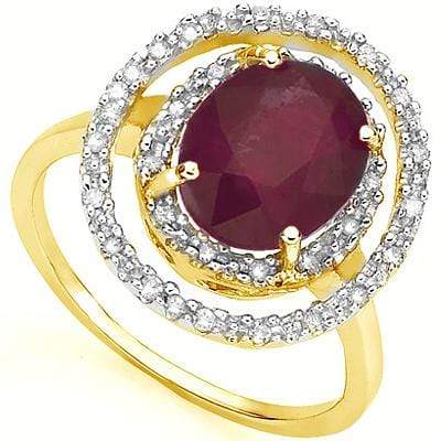 SPECTACULAR 3.3 CARAT TW (19 PCS) GENUINE RUBY & GENUINE DIAMOND 14K SOLID YELLO - Wholesalekings.com