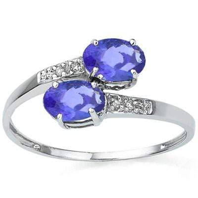 STUNNING 0.07 CT GENUINE TANZANITE & 4 PCS GENUINE DIAMOND 10K SOLID WHITE GOLD - Wholesalekings.com