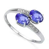 STUNNING 0.07 CT GENUINE TANZANITE & 4 PCS GENUINE DIAMOND 10K SOLID WHITE GOLD - Wholesalekings.com