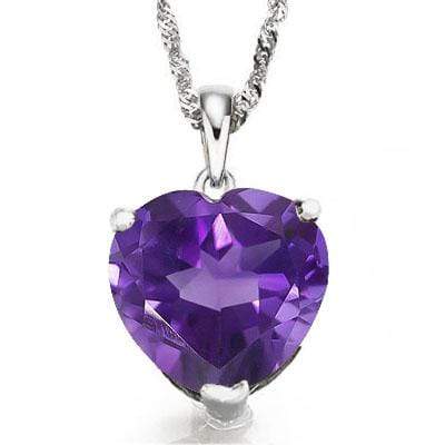 STUNNING 0.5 CARAT 5MM HEART AMETHYST 10K SOLID WHITE GOLD PENDANT - Wholesalekings.com