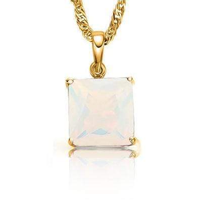 STUNNING 0.5 CARAT TW (1 PCS) CREATED FIRE OPAL 10K SOLID YELLOW GOLD PENDANT - Wholesalekings.com