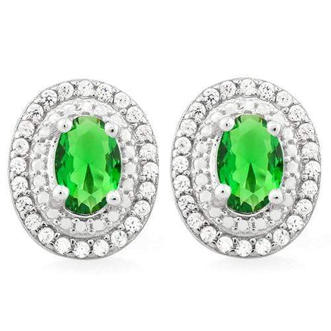 STUNNING 2 CARAT CREATED EMERALD & FLAWLESS CREATED DIAMOND 925 STERLING SILVER - Wholesalekings.com