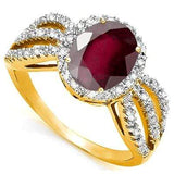 STUNNING ! 3.23 CARAT GARNET & 1/4 CARAT (30 PCS) DIAMOND 10KT SOLID GOLD RING - Wholesalekings.com