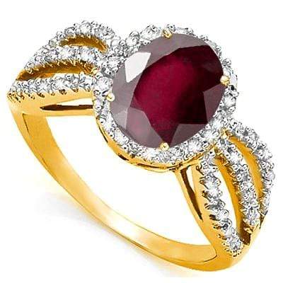 STUNNING ! 3.23 CARAT GARNET & 1/4 CARAT (30 PCS) DIAMOND 10KT SOLID GOLD RING - Wholesalekings.com
