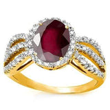 STUNNING ! 3.23 CARAT GARNET & 1/4 CARAT (30 PCS) DIAMOND 10KT SOLID GOLD RING - Wholesalekings.com