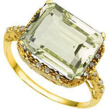 STUNNING 5.02 CARAT TW (19 PCS) GREEN AMETHYST & GENUINE DIAMOND 18K SOLID YELLO - Wholesalekings.com