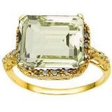 STUNNING 5.02 CARAT TW (19 PCS) GREEN AMETHYST & GENUINE DIAMOND 18K SOLID YELLO - Wholesalekings.com