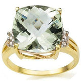 STUNNING 6.27 CARAT TW (7 PCS) GREEN AMETHYST & GENUINE DIAMOND 10K SOLID YELLOW - Wholesalekings.com