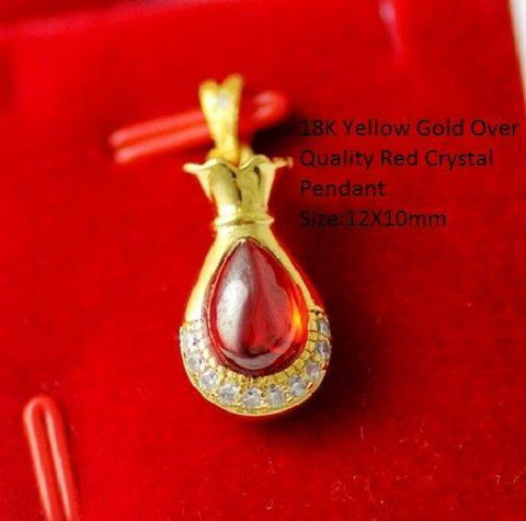US Elegant 18K Yellow Gold- Over Quality Red Crystal German Silver Pendant - Wholesalekings.com