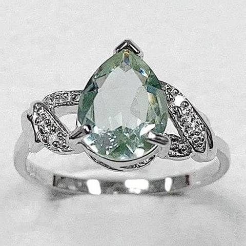 1.48 CT GREEN AMETHYST & DIAMOND 925 STERLING SILVER COCKTAIL RING wholesalekings wholesale silver jewelry