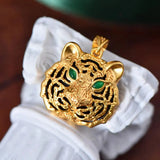 18K Gold Tiger with Onyx Pendant wholesalekings wholesale silver jewelry
