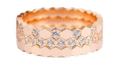 925 Silver Index Finger Hexagonal Honeycomb Couple Ring