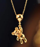 18k Yellow Gold Teddy Bear with balloon Pendant