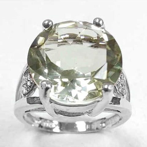 5.58 CT GREEN AMETHYST & DIAMOND 925 STERLING SILVER RING wholesalekings wholesale silver jewelry