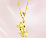 18k Yellow Gold Teddy Bear with balloon Pendant