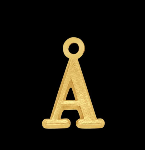 BIG LETTER A MENS PENDANT WITH BAIL (TO FIT 9MM CHAIN) 14KT SOLID GOLD