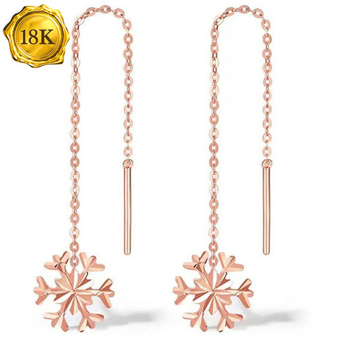 SNOWFLAKE 18KT SOLID GOLD EARRINGS-LIGHTWEIGHT